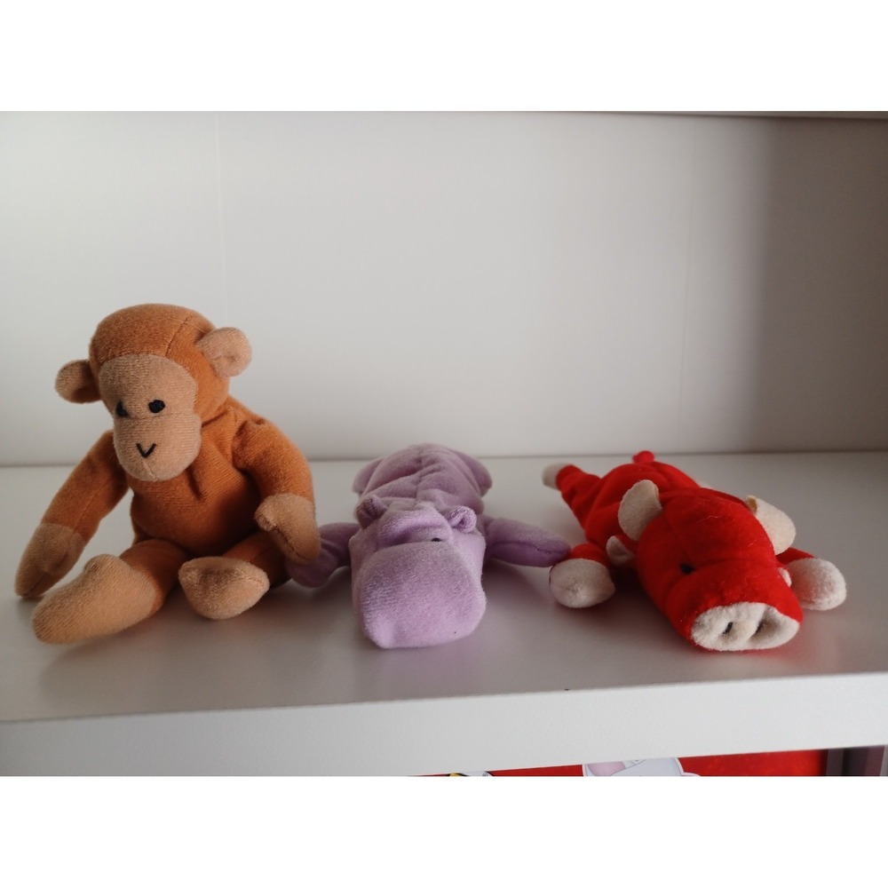 Vintage Three Small Ty Beanie Babies McDonald's Happy Meal Toys Collectible